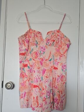 SHEIN Pink Peach Floral Romper